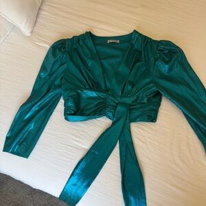 Elegant Teal Metallic Top